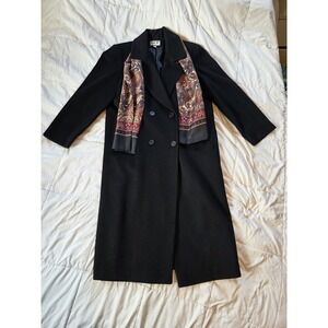 Mario de Pinto Women's Black Wool Hooded Coat Large, Vintage, Made in USA